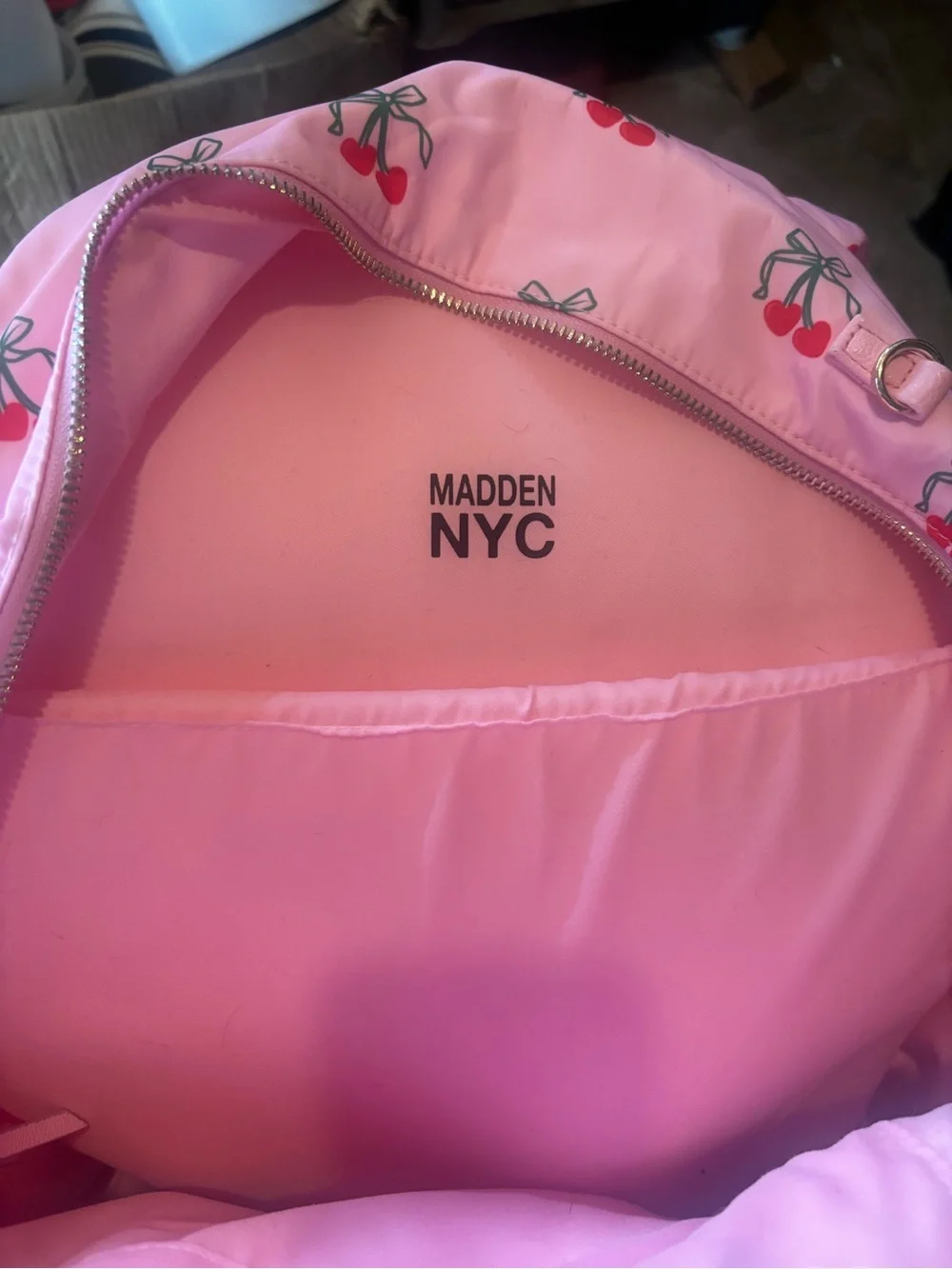 Kids Pink Cherry Print Backpack with Matching Coin Pouch